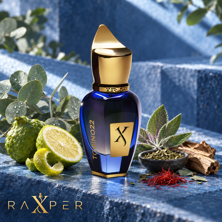 عطر Xerjoff Torino22 کنار ترنج، اکالیپتوس، زعفران، مریمگلی، ماته و چوب گایاک