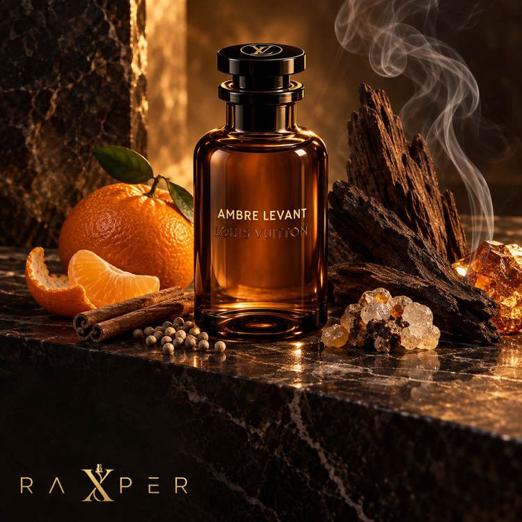 عطر Louis Vuitton Ambre Levant در کنار ماندارین، دارچین، فلفل سفید، بخور و عود