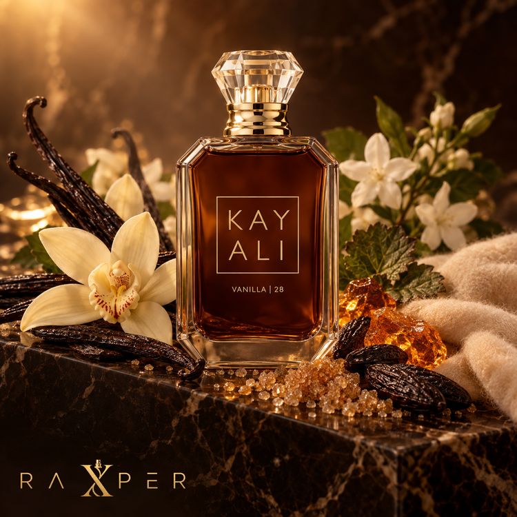 عطر KAYALI Vanilla 28 در کنار وانیل، گل یاس، شکر قهوهای، تونکا و عنبر
