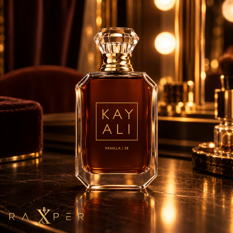 عطر وانیلا ۲۸ کایالی در فضای سینمایی و لوکس با نور طلایی