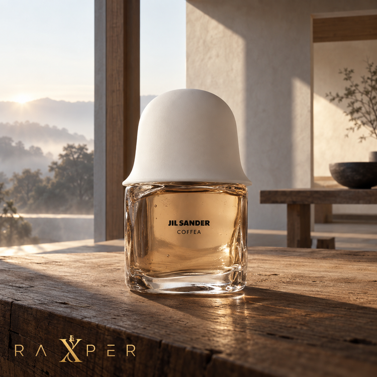 شیشه بنفش عطر نارکوتیک دیلایت در فضای سینمایی زرشکی و طلایی با لوگوی RAXPER
