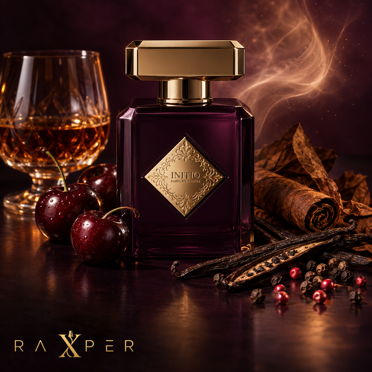 عطر Initio Narcotic Delight در کنار گیلاس، کنیاک، وانیل، فلفل و تنباکو با لوگوی رکسپر
