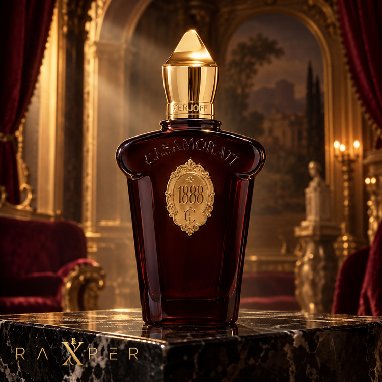 شیشه عطر کازاموراتی 1888 در فضای اشرافی و سینمایی ایتالیایی