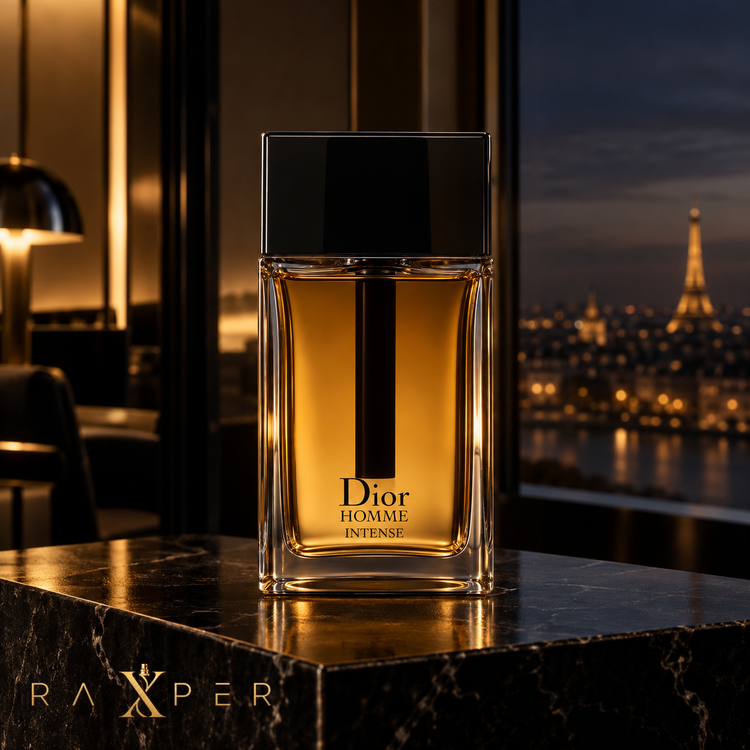 شیشه عطر دیور هوم اینتنس در فضای شبانه و لوکس پاریس