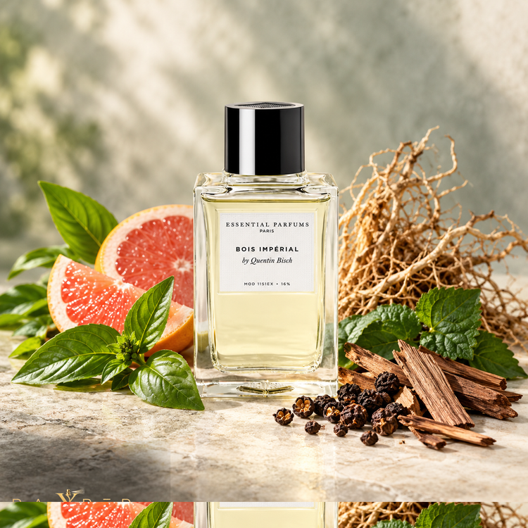 عطر Bois Impérial در کنار ریحان تایلندی، گریپفروت، فلفل تیموت، وتیور، پچولی و چوب