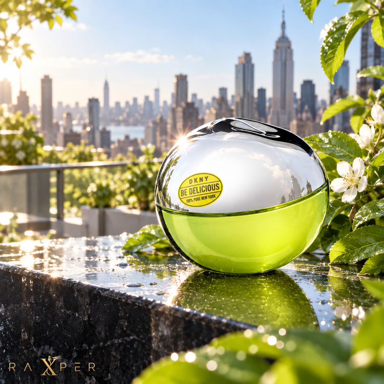 1. عطر دی کی ان وای بی دلیشس سبز در روفگاردن مدرن با نمای شهر نیویورک