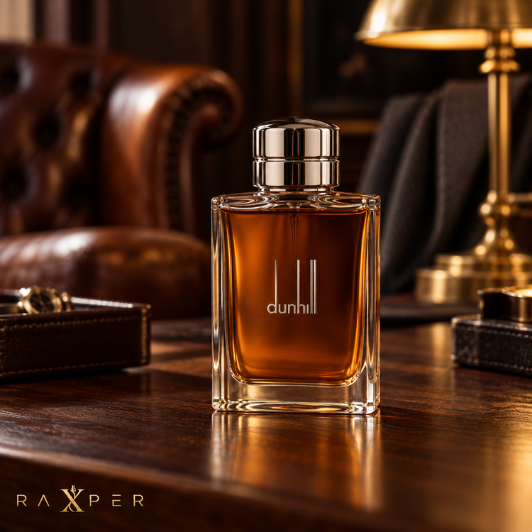 نمای ادیتوریال عطر دانهیل براون در فضای کلاسیک و لوکس مردانه