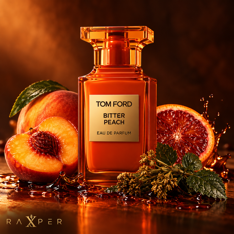 عطر تام فورد بیتر پیچ در کنار هلو، پرتقال خونی و برگ پچولی