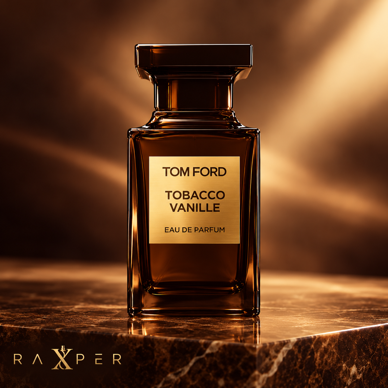 عطر تام فورد توباکو وانیل با بطری قهوه‌ای و لیبل طلایی