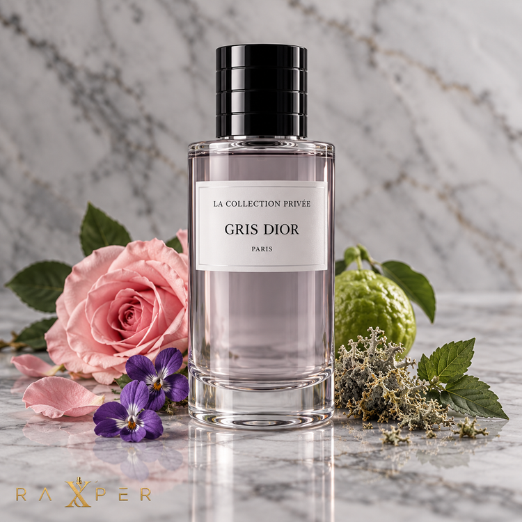 عطر گری دیور ۲۰۱۸ در کنار رز، بنفشه، برگ پچولی و خزه بلوط