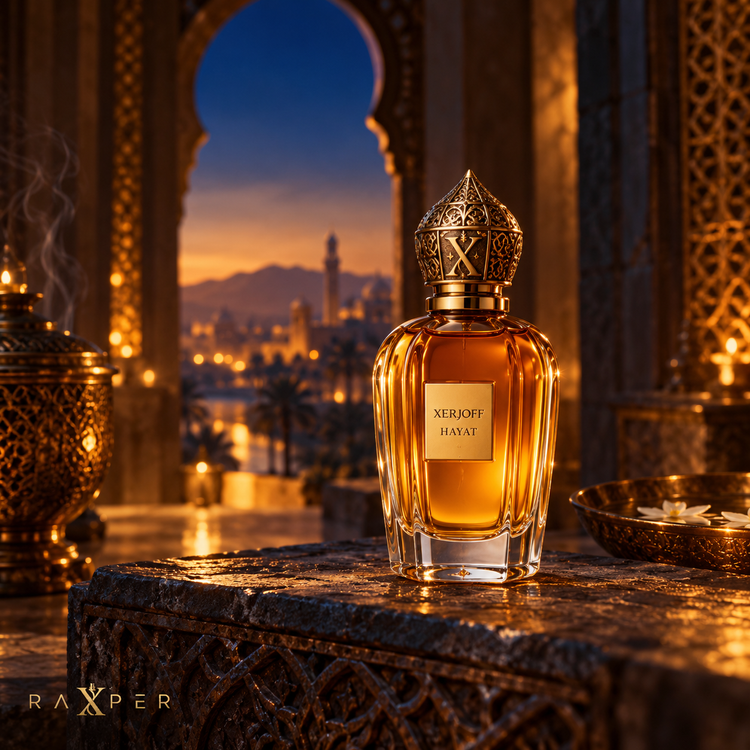 نمای ادیتوریال عطر زرجوف حیات در فضای باشکوه شرقی