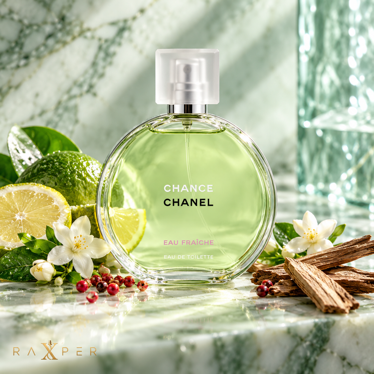 عطر شنل چنس او فرش در کنار لیمو، سیترون، یاس، فلفل صورتی و چوب ساج