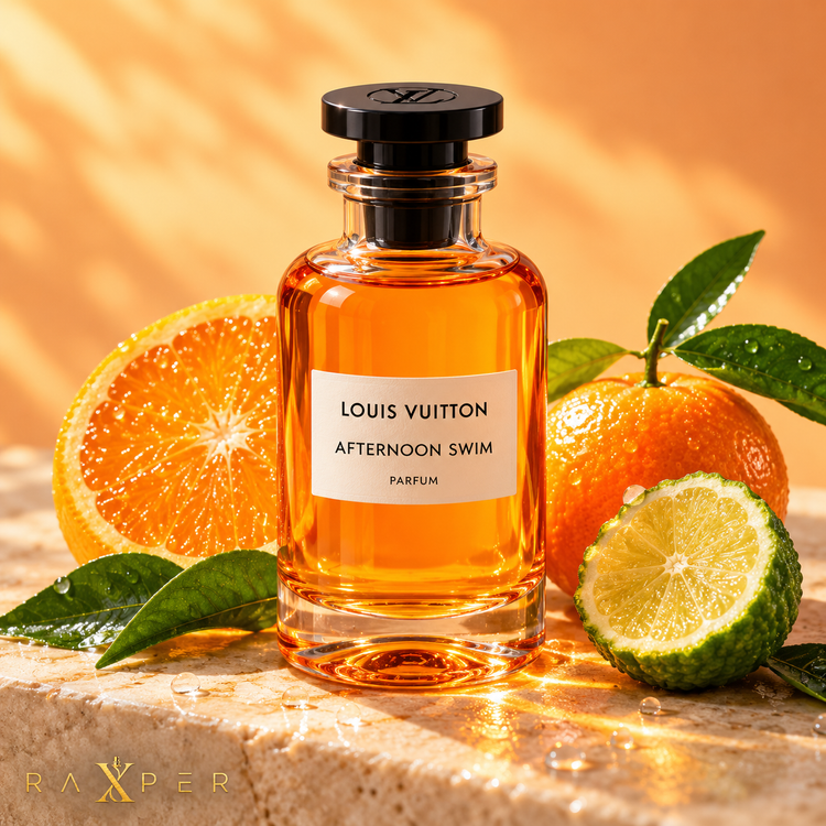 عطر لویی ویتون افترنون سویم در کنار پرتقال، برگاموت و نارنگی