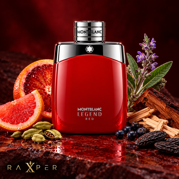 عطر مونبلان لجند رد در کنار پرتقال خونی، گریپفروت، هل، مریمگلی و چوب ماهون