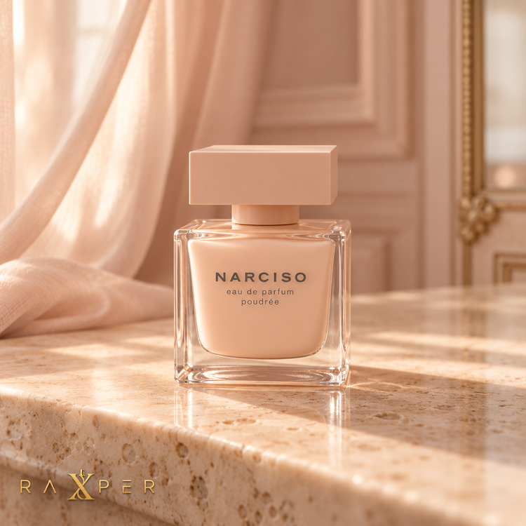 نمای ادیتوریال عطر نارسیسو رودریگز نارسیسو پودره در فضای پاریسی لطیف و لوکس