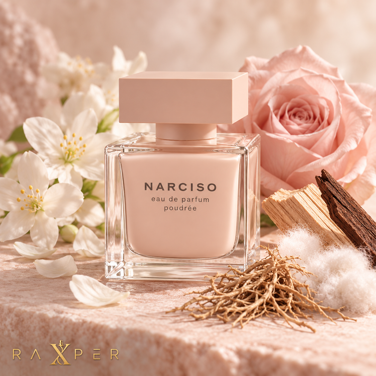 عطر نارسیسو رودریگز نارسیسو پودره در کنار یاس، رز بلغاری، مشک، وتیور و چوب سدر