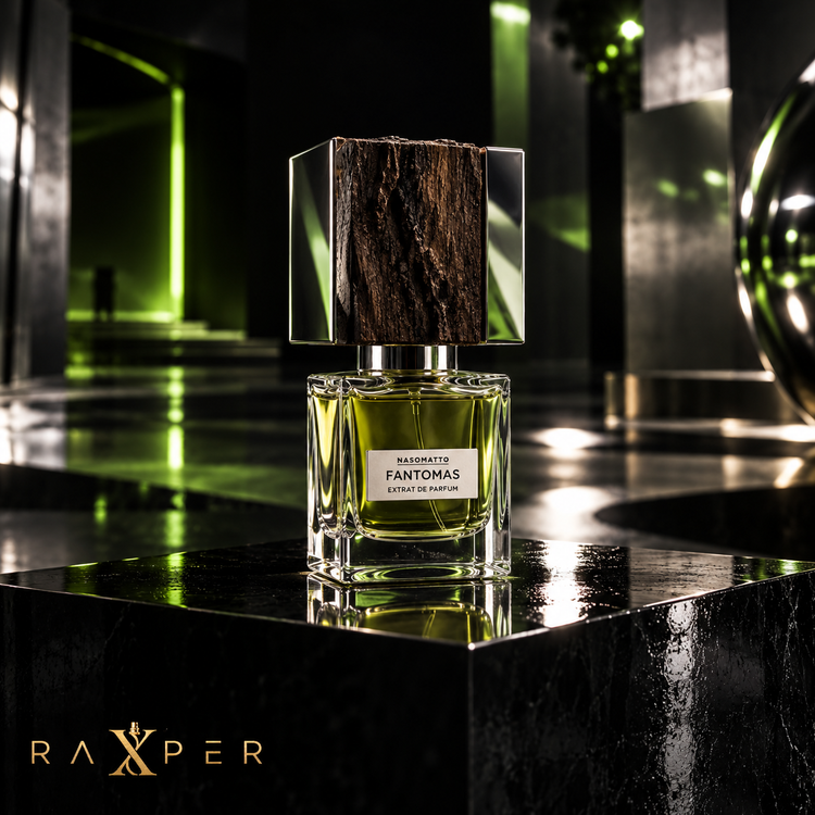نمای ادیتوریال عطر ناسوماتو فانتوماس در فضای آیندهنگر و مرموز لوکس