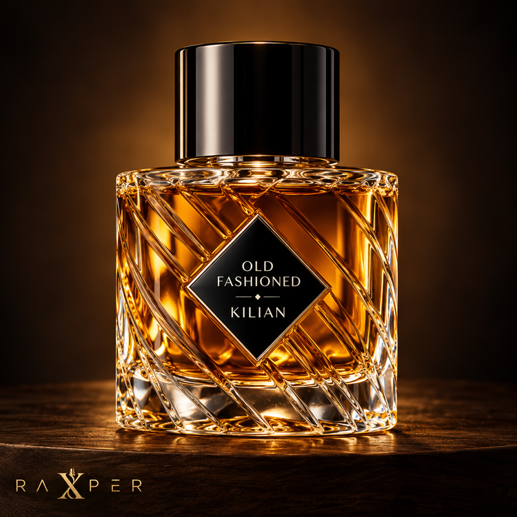 عطر بای کیلیان اولد فشن با بطری کریستالی در نمای استودیویی لوکس
